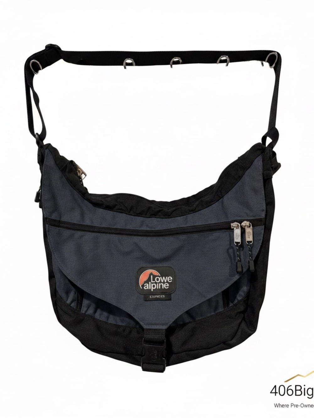 Alpine Black and Gray Messenger Bag with Lowe Alpine Badge